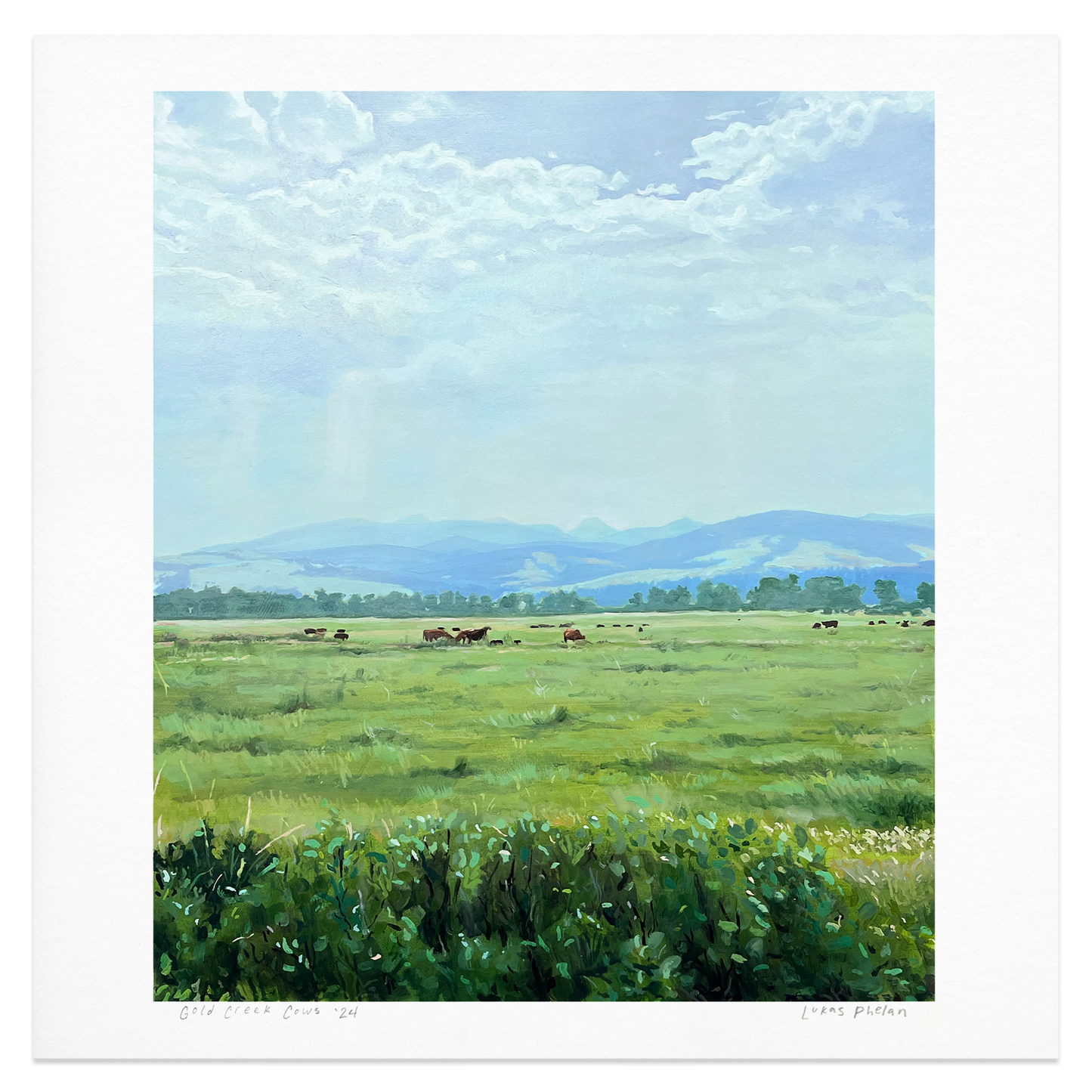 Gold Creek Cows Giclée Print