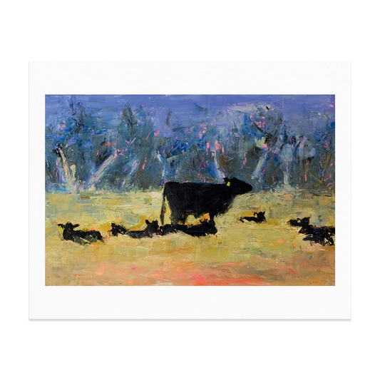Calves In The Hay Giclée Print